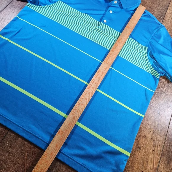 Vineyard Vines Performance Polo Shirt Men's Size XL Whale Logo Golf Blue Striped - Picture 7 of 8